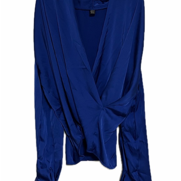 Tops - Elegant Blue Satin Blouse